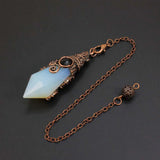 Natural 12 Faceted Healing Crystal Reiki Divination Dowsing Rose Pink Quartz Stone Pendulum Pendant Chain Necklace Jewelry