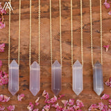 Healing Crystal Quartz Double Point Terminated Pendant Necklace For Women Citrines Amethysts Quartz Boho Necklace Gift For Her
