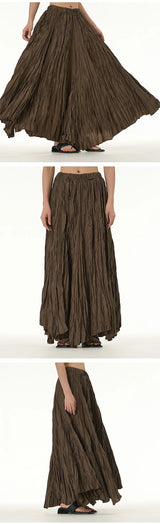 Elegant Drape Crumpled  Summer Elastic Waist