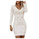 Casual V-Neck Bodycon Dress for Women Slim Fit Style