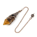 Natural 12 Faceted Healing Crystal Reiki Divination Dowsing Rose Pink Quartz Stone Pendulum Pendant Chain Necklace Jewelry