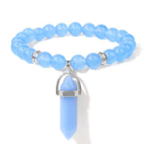 Natural Tiger Eye Stone Bracelet Hexagonal Column Pendant Bracelet Men Agates Crystal Charm Bracelets Women Reiki Yoga Jewelry