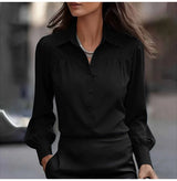 Casual White Loose Blouse Autumn Winter Long Sleeve