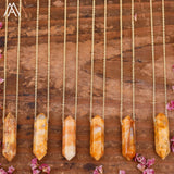 Healing Crystal Quartz Double Point Terminated Pendant Necklace For Women Citrines Amethysts Quartz Boho Necklace Gift For Her