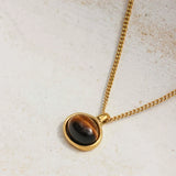 New 18K Gold Plated Chic Tiger Eye Stone Glass Necklace Anti Allergic Metal Aesthetic Crystal Goth Jewlery Party Gifts Wholesale