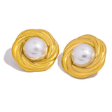 Natural Tiger's-eye Stone Stainless Steel Golden Stud Earrings 18k PVD Plated Waterproof Fashion Metal Daily Charm Jewelry