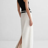 Casual White Straight Skirts  Elegant High Waist Long