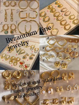 Rectangular Tiger's Eye Stones Ear Buckle Evil Eye Elegant Jewelry