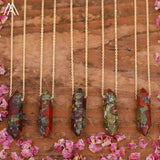 Healing Crystal Quartz Double Point Terminated Pendant Necklace For Women Citrines Amethysts Quartz Boho Necklace Gift For Her