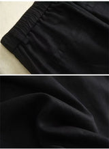 Cotton Linen Straight Trousers Elastic High Waist Wild Wide Leg Pants