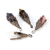 Natural 12 Faceted Healing Crystal Reiki Divination Dowsing Rose Pink Quartz Stone Pendulum Pendant Chain Necklace Jewelry