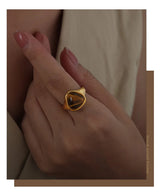 Vintage Stainless Steel Tiger Eye Stone Ring