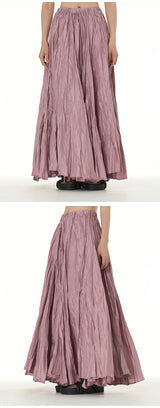 Elegant Drape Crumpled  Summer Elastic Waist