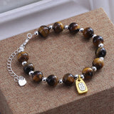 925 Sterling Silver Natural Tiger's Eye Bracelet For Women Gift 14K Gold Plated Wealth And Fortune Pendant Jewelry