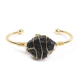 Irregular Citrine Stone Healing Crystal Bracelet Handmade Boho Wire Wrapped Cuff Bracelet for Womens Girls Ladies