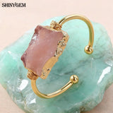 Jewelry Healing Purple Pink Crystal Hand Winding Irregular Natural Amethyst Strawberry Rose Quartz Women Bracelet