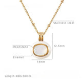 Enamel Glazed Tiger Eye Stone Geometric Pendants Titanium Steel Women