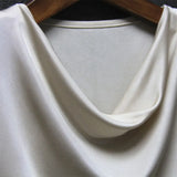 Silk Knit T-Shirt Women Drape Neck Soft Top