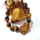 Natural Tiger Eye Pixiu Bracelet Exquisite Jade Beads Bangle Real Tourmaline