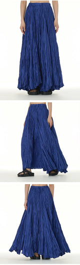 Elegant Drape Crumpled  Summer Elastic Waist
