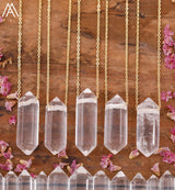Healing Crystal Quartz Double Point Terminated Pendant Necklace For Women Citrines Amethysts Quartz Boho Necklace Gift For Her