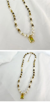 Natural Freshwater Pearl Tiger Eye Stone Necklace
