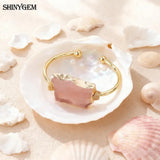 Jewelry Healing Purple Pink Crystal Hand Winding Irregular Natural Amethyst Strawberry Rose Quartz Women Bracelet