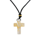 Yellow Tiger Eye 22x30mm Cross Shaped Gemstone Pendant