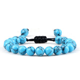 8mm Tiger Eye Stone Beads Bracelet Adjustable Braided Rope