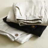 Cotton Linen Straight Trousers Elastic High Waist Wild Wide Leg Pants