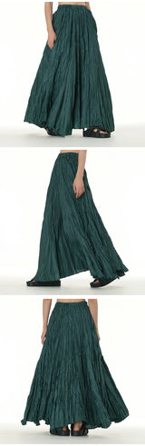 Elegant Drape Crumpled  Summer Elastic Waist