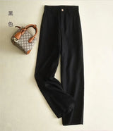 Cotton Linen Straight Trousers Elastic High Waist Wild Wide Leg Pants