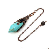 Natural 12 Faceted Healing Crystal Reiki Divination Dowsing Rose Pink Quartz Stone Pendulum Pendant Chain Necklace Jewelry