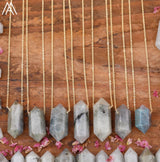 Healing Crystal Quartz Double Point Terminated Pendant Necklace For Women Citrines Amethysts Quartz Boho Necklace Gift For Her