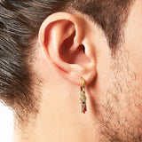 Gold Plated Tiger Eye Hoop Earring Fine Jewerly For Women Men