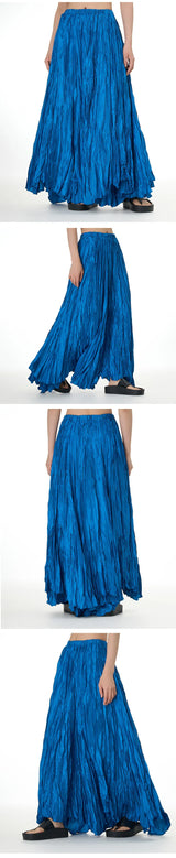 Elegant Drape Crumpled  Summer Elastic Waist