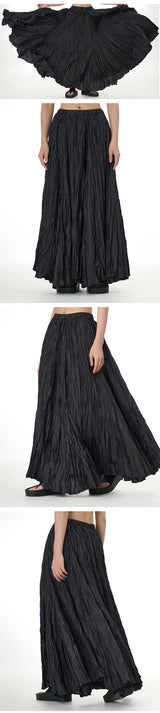 Elegant Drape Crumpled  Summer Elastic Waist