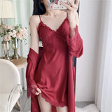 Luxury Silk Robe Set Long Sleeve Robe Comfortable Loose