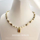 Natural Freshwater Pearl Tiger Eye Stone Necklace