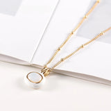 Enamel Glazed Tiger Eye Stone Geometric Pendants Titanium Steel Women