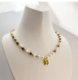 Natural Freshwater Pearl Tiger Eye Stone Necklace