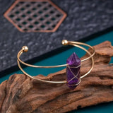 Women's Healing Chakra Natural Stone Hexagonal Wire Crystal Bracelet Rose Quartz, Gemstone, Cuff Bracelet