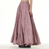 Elegant Drape Crumpled  Summer Elastic Waist