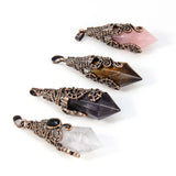 Natural 12 Faceted Healing Crystal Reiki Divination Dowsing Rose Pink Quartz Stone Pendulum Pendant Chain Necklace Jewelry