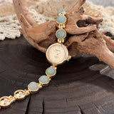 Gold-Hued Women's Watch Featuring Tiger's Eye