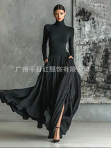 Elegant Long Skirt Sets Women Autumn Winter Long Sleeve Slim T-shirt Tops And Maxi Skirts Dress Two Piece Set