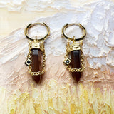 Gold Plated Tiger Eye Hoop Earring Fine Jewerly For Women Men