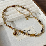 Eye Stone Pendant Necklace Stacking Alloy Sweater Chain