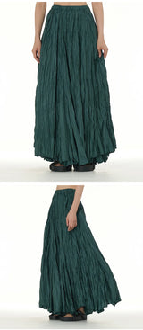 Elegant Drape Crumpled  Summer Elastic Waist