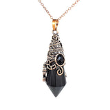 Natural 12 Faceted Healing Crystal Reiki Divination Dowsing Rose Pink Quartz Stone Pendulum Pendant Chain Necklace Jewelry
